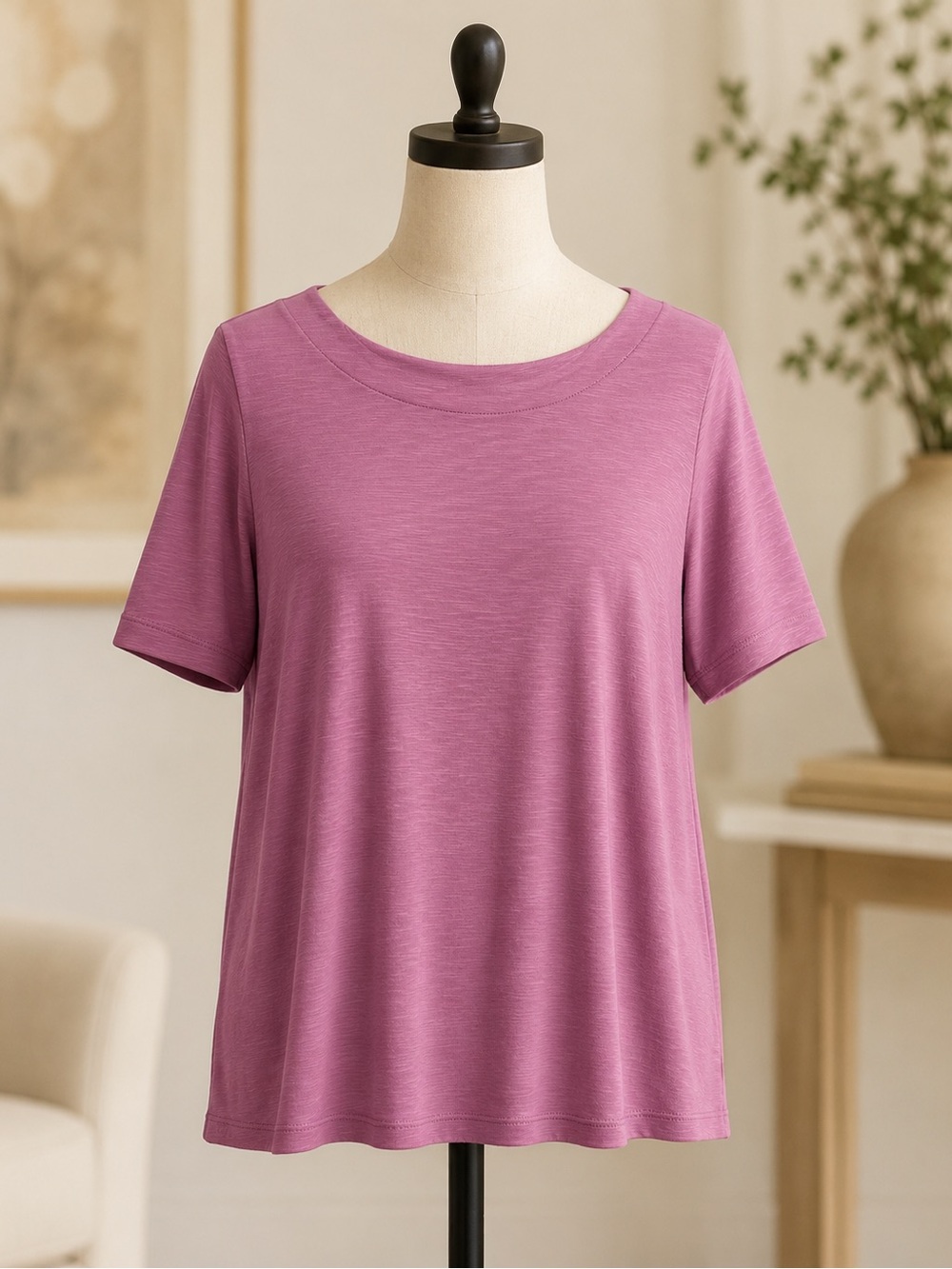 J. Jill Short Sleeve Scoop Neck Tee - Dusty Rose